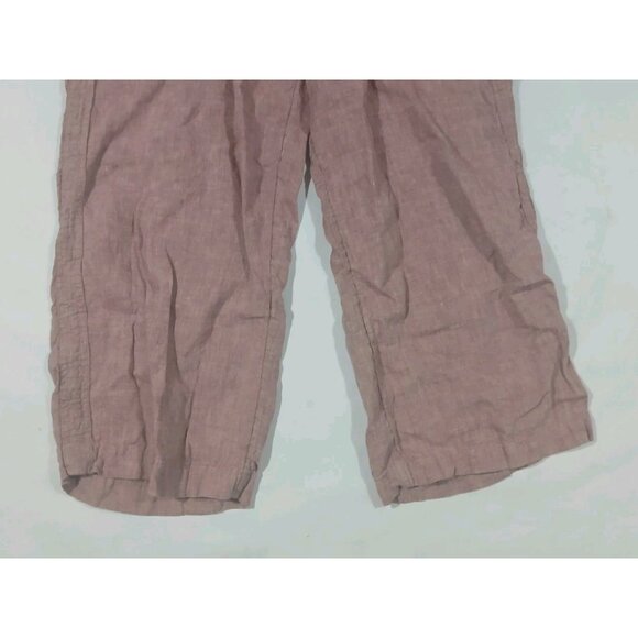 Athleta Cabo 100% Linen Pull On Wide Leg Pants Size 14P Petite Pink Casual - Picture 5 of 10